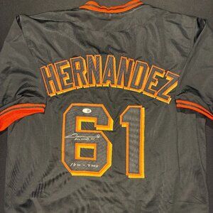 LIVAN HERNANDEZ SIGNED #61 "17w - 2000 CUSTOM JERSEY - Size XL (JSA) SF Giants